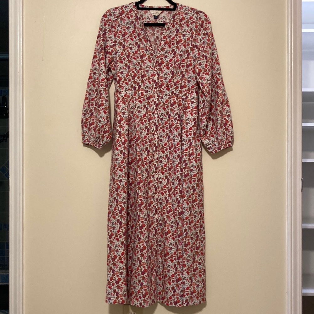 Universal Thread Floral Print Long Sleeve Button Front Dress Size Small